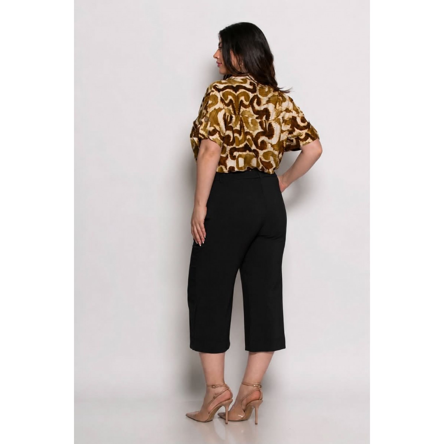 Plus Size Παντελόνι Βερμούδα Μαύρο