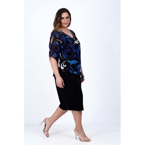 Plus Size φόρεμα διπλό Μουσελίνα