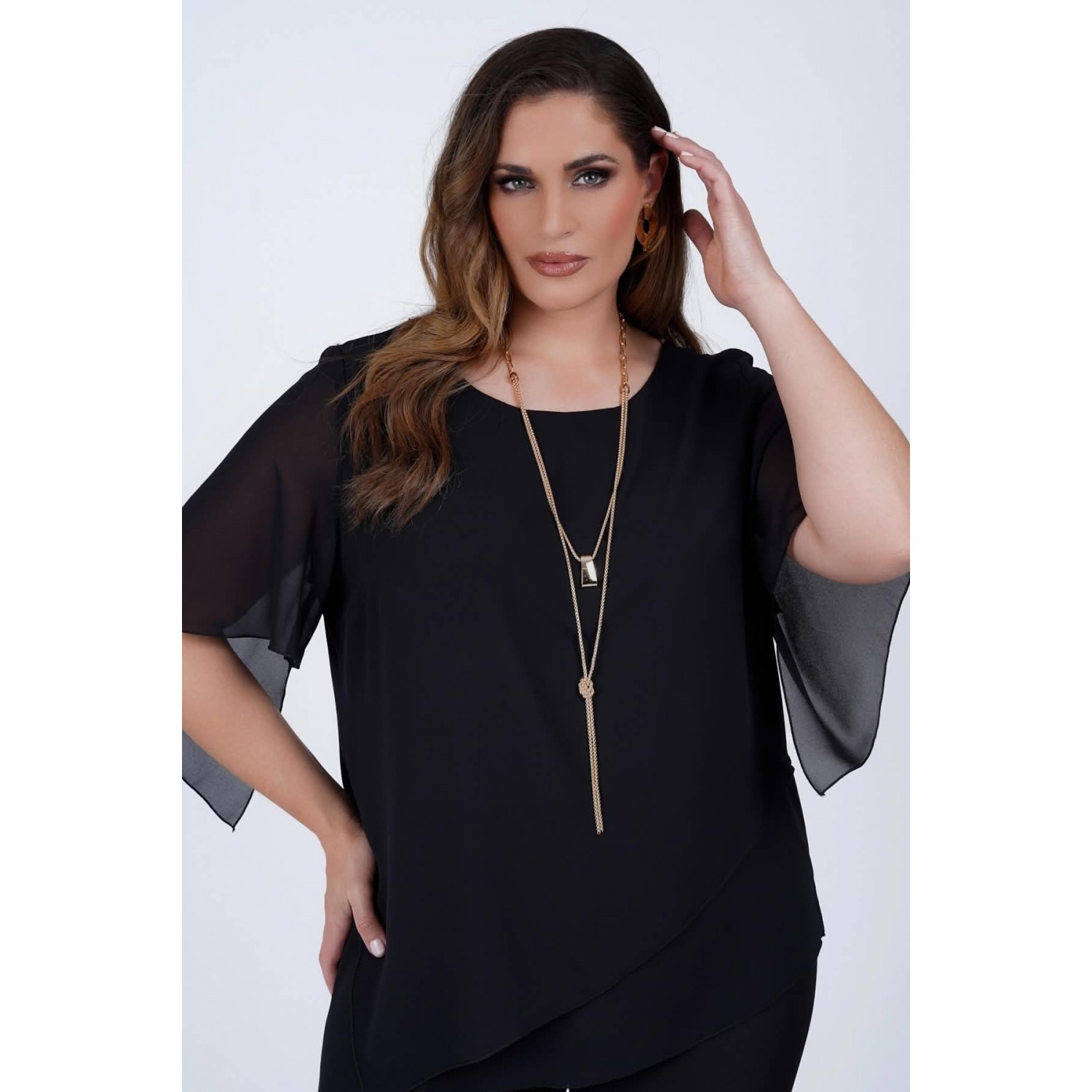Μπλούζα μουσελίνα  BLACK 1-2419-1