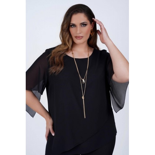Μπλούζα μουσελίνα  BLACK 1-2419-1