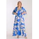 Plus Size Φόρεμα Σατέν Κρουάζε Ρουά Λουλούδια