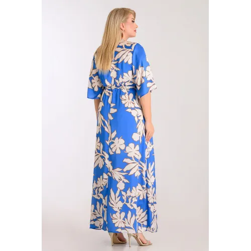 Plus Size Φόρεμα Σατέν Κρουαζέ Ρουά Εκρού