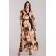 Plus Size Φόρεμα Σατέν Κρουαζέ Μαύρο Χρυσό