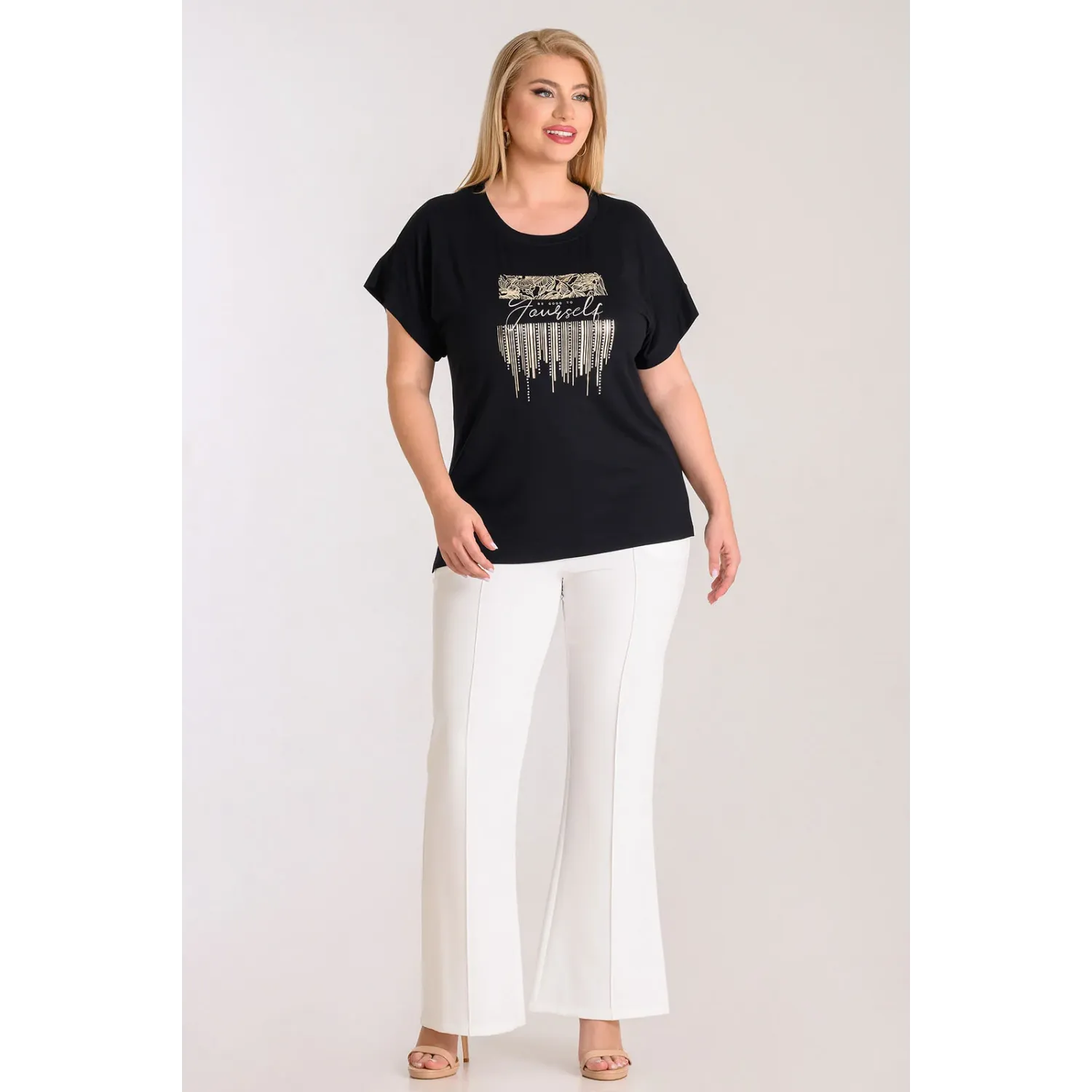 Plus Size μπλούζα με τύπωμα Μαύρο