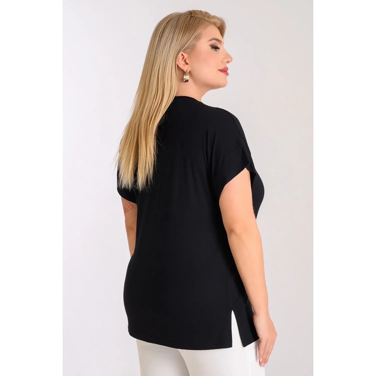 Plus Size μπλούζα με τύπωμα Μαύρο