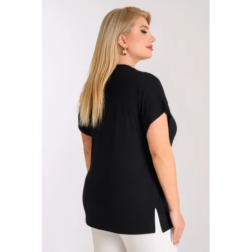 Plus Size μπλούζα με τύπωμα Μαύρο