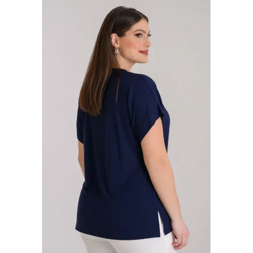 Plus Size μπλούζα με τύπωμα Μπλε