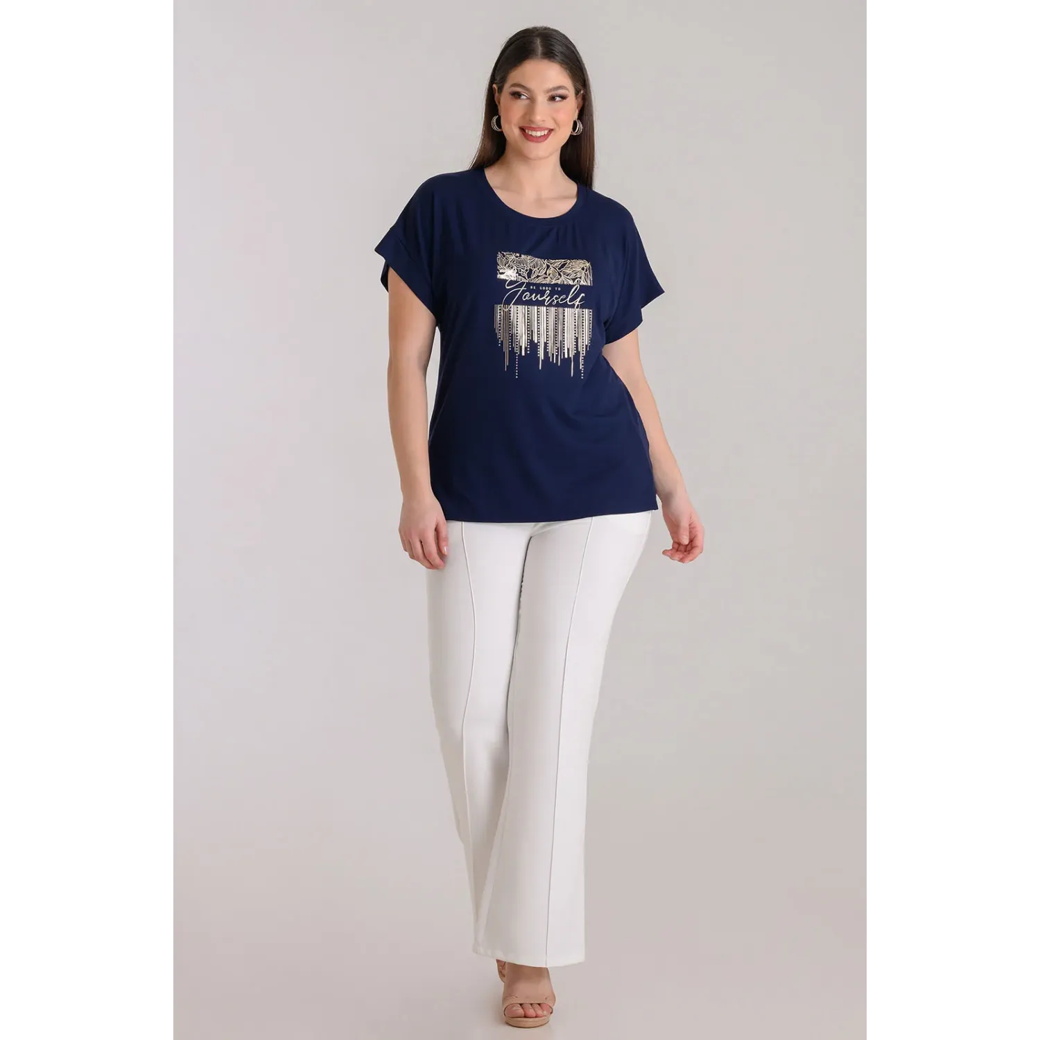 Plus Size μπλούζα με τύπωμα Μπλε