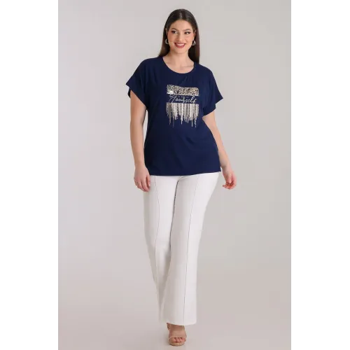 Plus Size μπλούζα με τύπωμα Μπλε