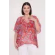 Plus Size Μπλούζα Μουσελίνα Κοραλί Σιέλ