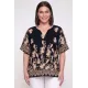 Plus Size Μπλούζα Τύπου Λινό Μαύρο