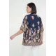 Plus Size Μπλούζα Τύπου Λινό Μπλε