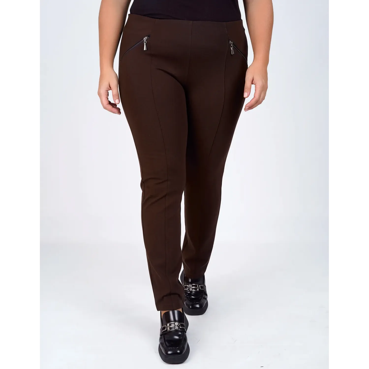 Plus Size Παντελόνι Ποντοστόφα Καφέ