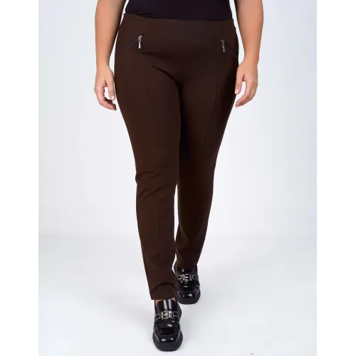 Plus Size Παντελόνι Ποντοστόφα Καφέ