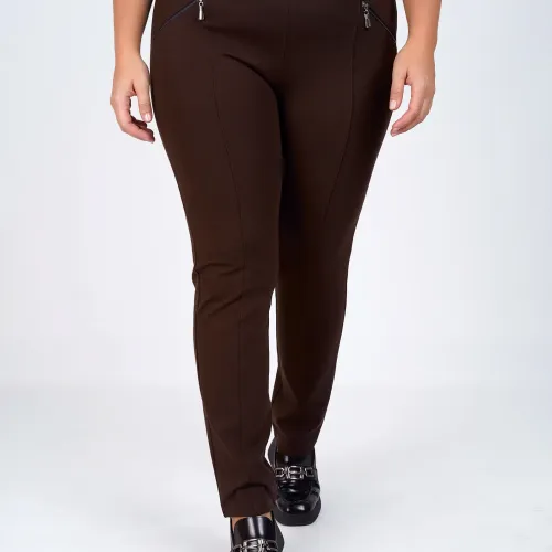 Plus Size Παντελόνι Ποντοστόφα Καφέ