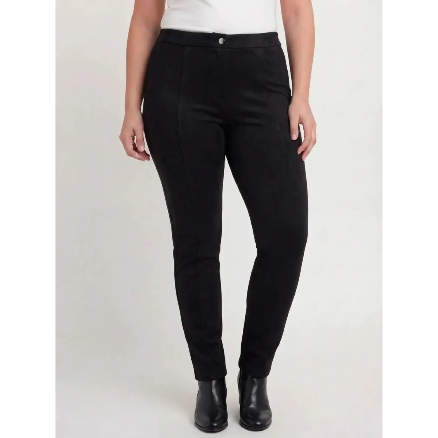 Plus Size Παντελόνι Suede Μαύρο