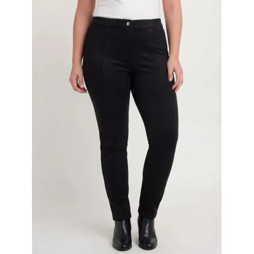 Plus Size Παντελόνι Suede Μαύρο