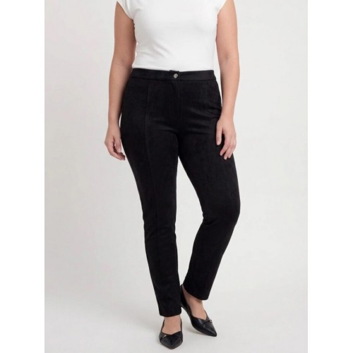 Plus Size Παντελόνι Suede Μαύρο