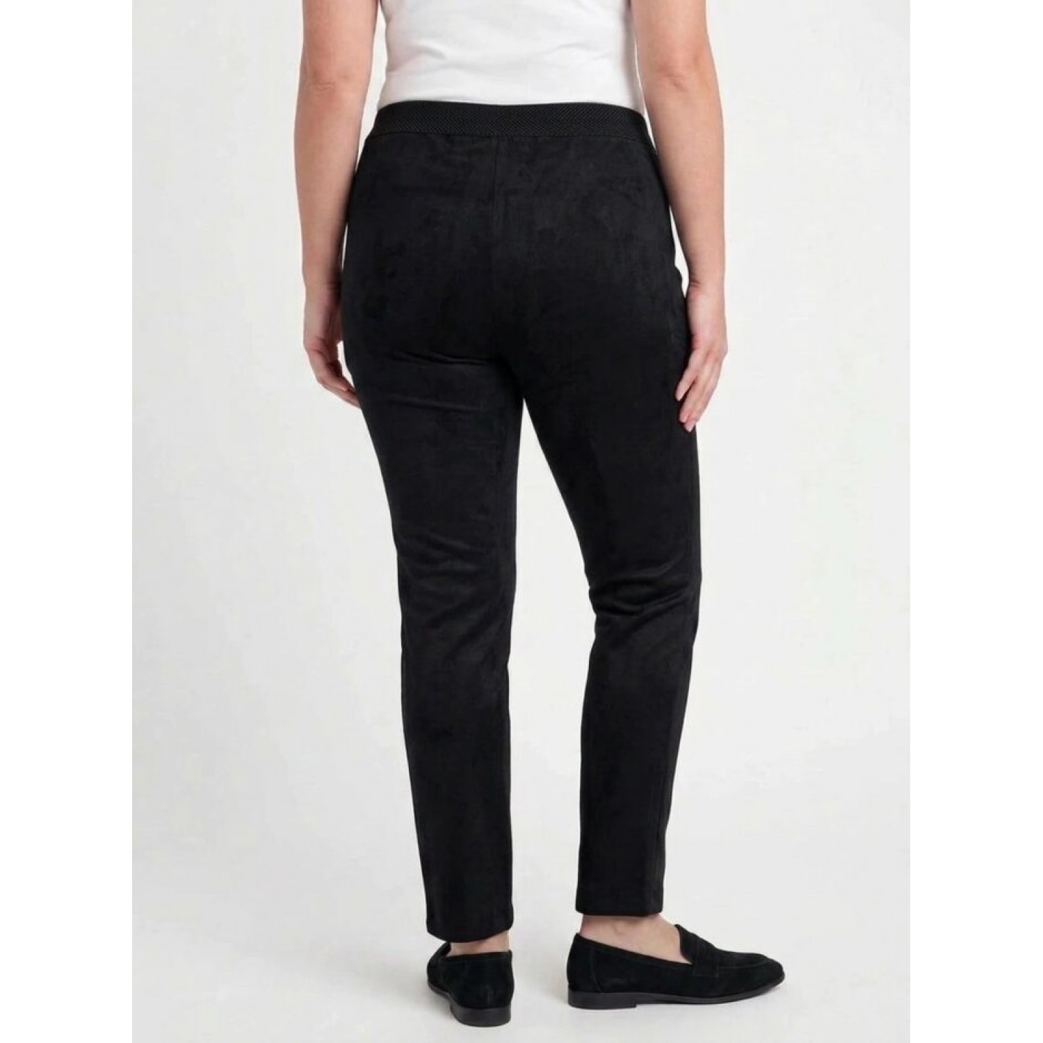 Plus Size Παντελόνι Suede Μαύρο