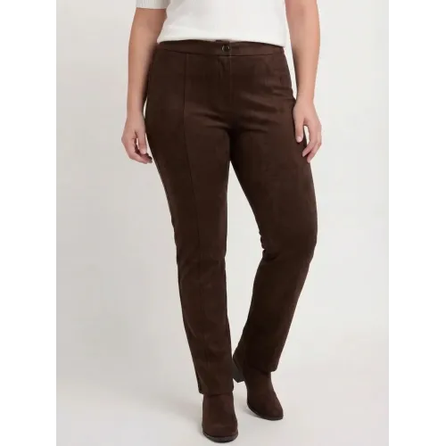 Plus Size Παντελόνι Suede Καφέ