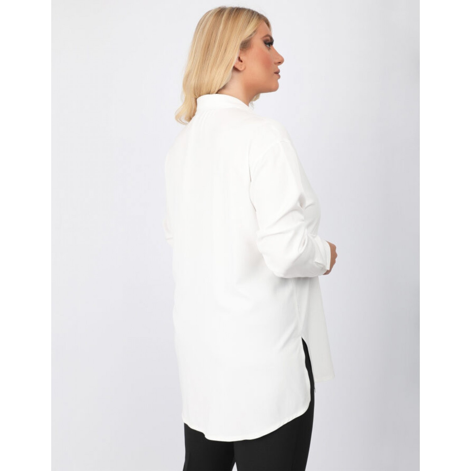 Plus Size Πουκάμισο Rayon Λευκό