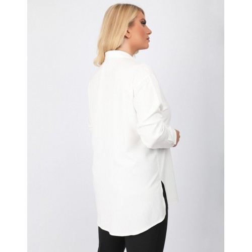 Plus Size Πουκάμισο Rayon Λευκό