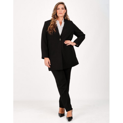 Plus Size Σακάκι Μαντό Μαύρο