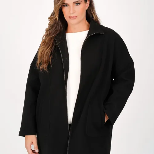 Plus Size Ζακέτα Βελούρ Μαύρο