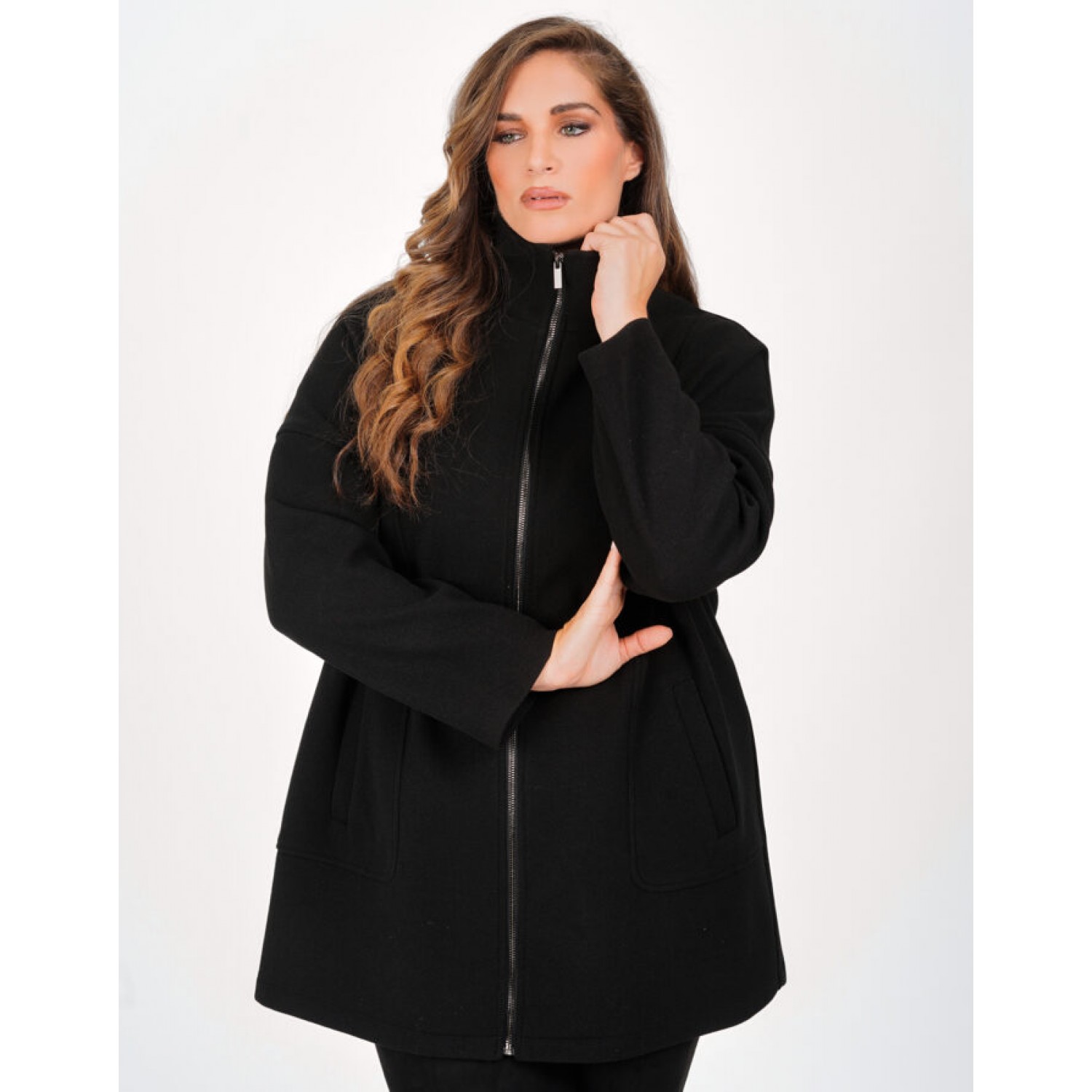 Plus Size Ζακέτα Βελούρ Μαύρο