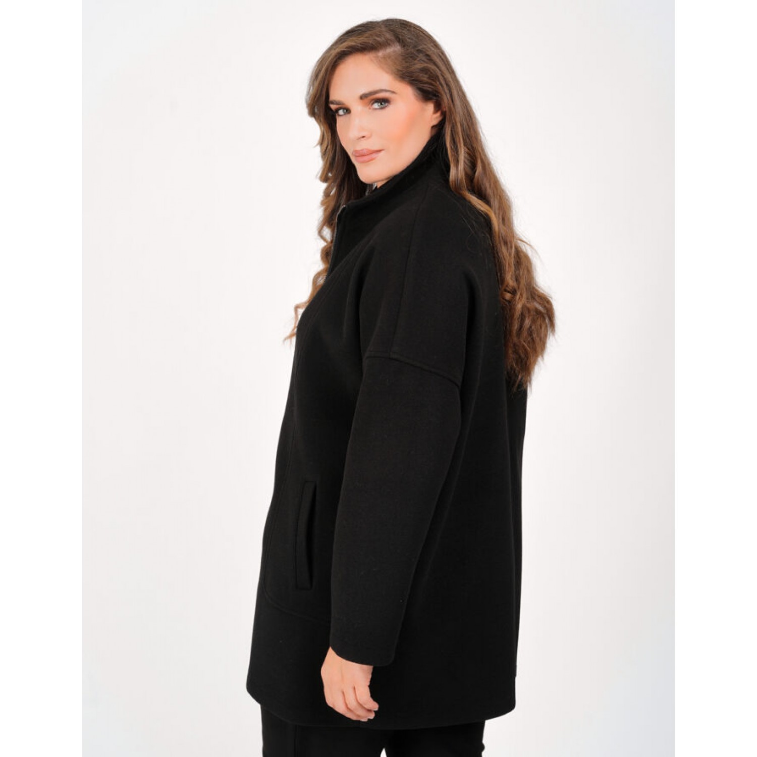 Plus Size Ζακέτα Βελούρ Μαύρο