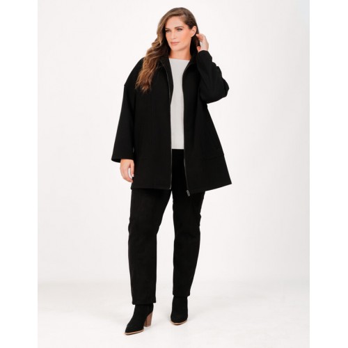 Plus Size Ζακέτα Βελούρ Μαύρο