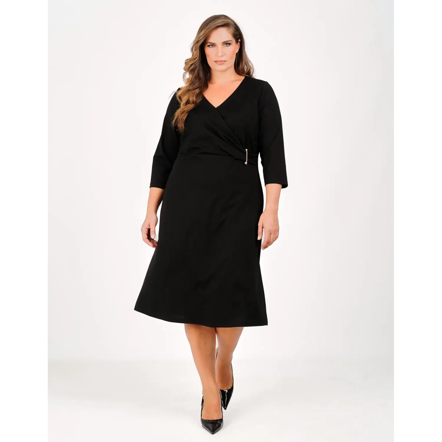 Plus Size Φόρεμα Κρουαζέ Μαύρο
