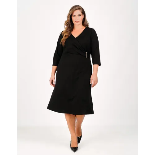 Plus Size Φόρεμα Κρουαζέ Μαύρο