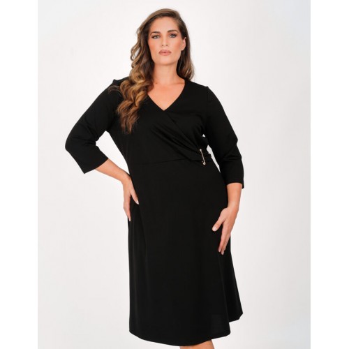 Plus Size Φόρεμα Κρουαζέ Μαύρο