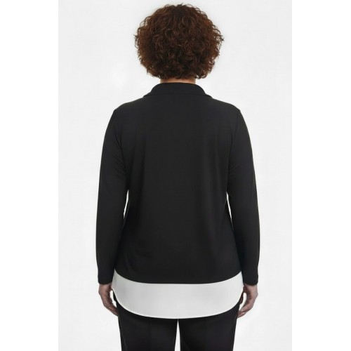 Plus Size Μπλούζα Πουκάμισο Μαύρο