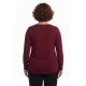 Plus Size Μπλούζα Με Suede Μπορντώ