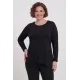 Plus Size Μπλούζα Με Δαντέλα Μαύρο