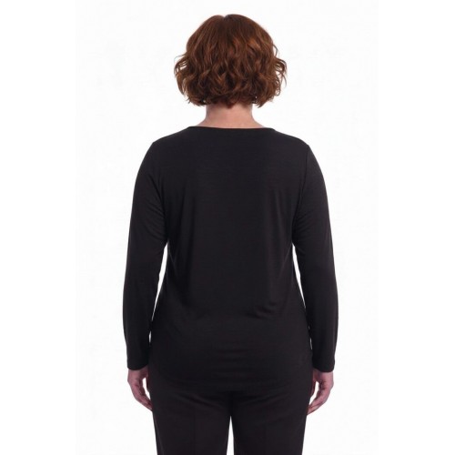 Plus Size Μπλούζα Με Δαντέλα Μαύρο