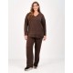 Plus Size Σετ Πλεκτό Rib Καφέ