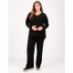 Plus Size Σετ Πλεκτό Rib Μαύρο