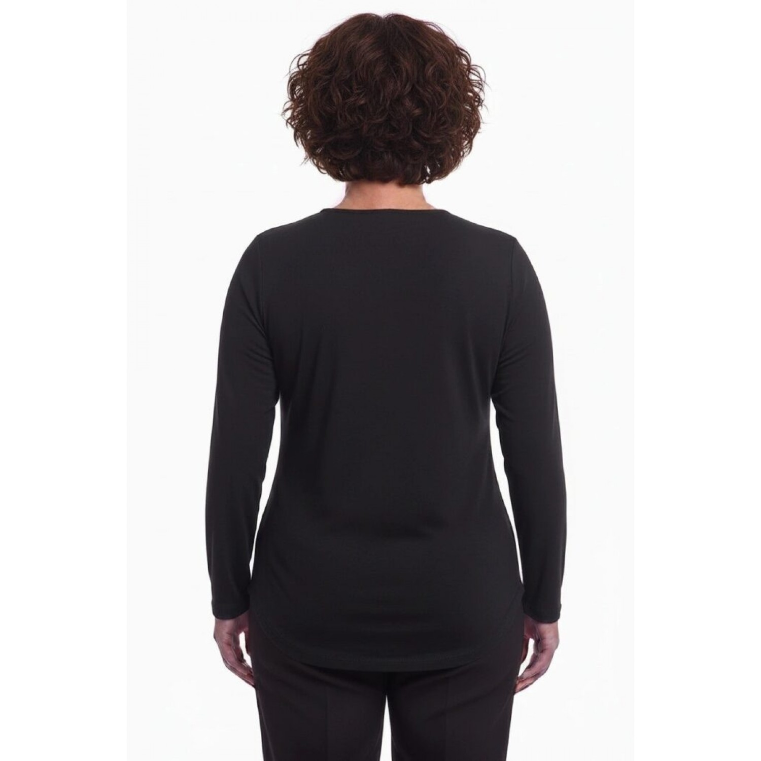 Plus Size Μπλούζα Πλεκτή Με Δαντέλα Μαύρο