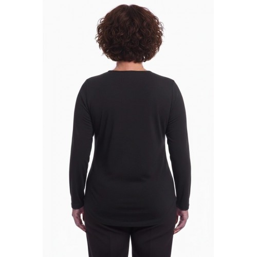 Plus Size Μπλούζα Πλεκτή Με Δαντέλα Μαύρο