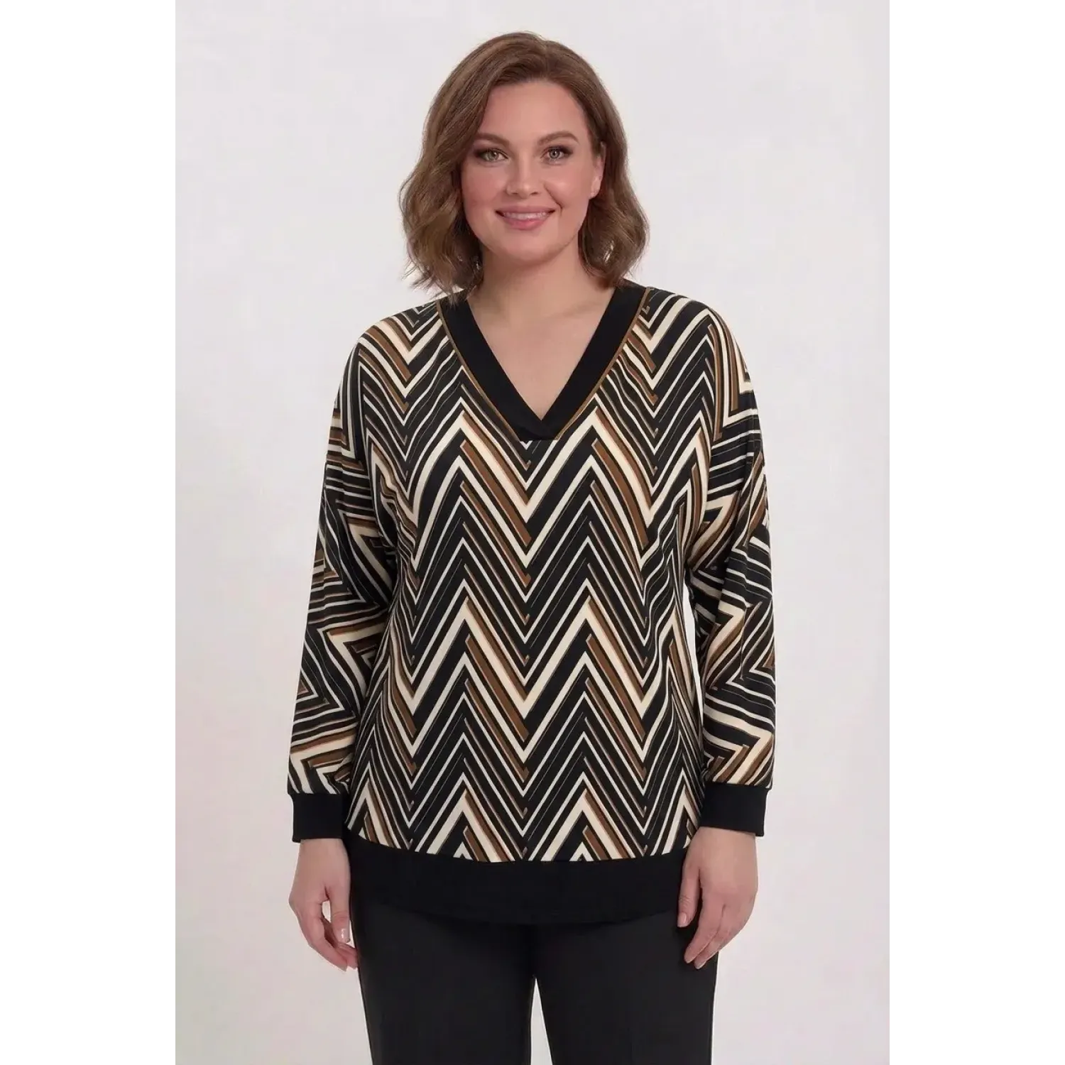Plus Size Μπλούζα Τύπου Missoni Black