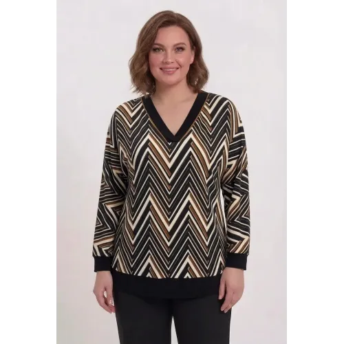 Plus Size Μπλούζα Τύπου Missoni Black