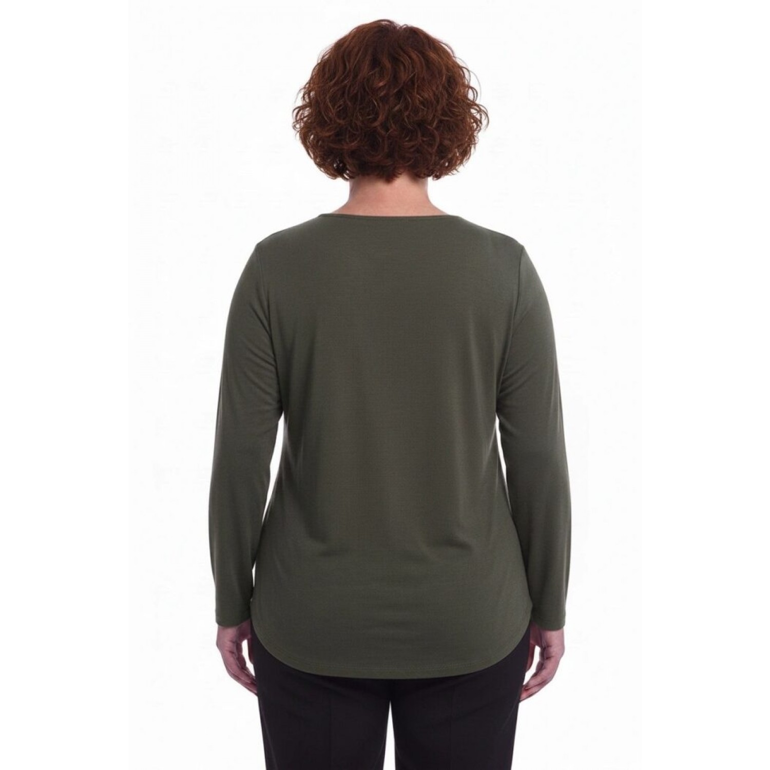 Plus Size Μπλούζα Πλεκτή Κορδόνι Olive