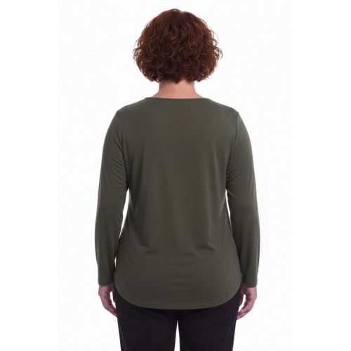 Plus Size Μπλούζα Πλεκτή Κορδόνι Olive