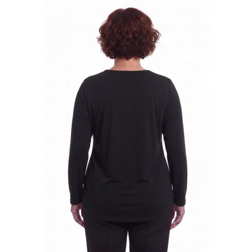 Plus Size Μπλούζα Πλεκτή Κορδόνι Μαύρο