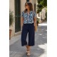 Plus Size Παντελόνι Ζιπ Viscose Μπλε