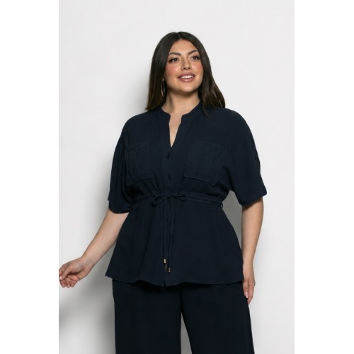 Plus Size Πουκαμίσα Your Look Μπλε