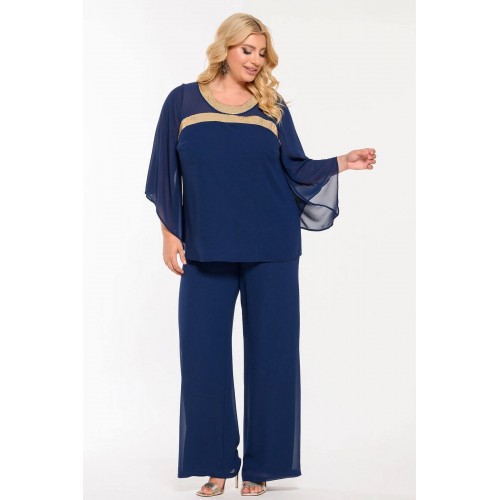Plus Size Σετ Μουσελίνα Μπλε
